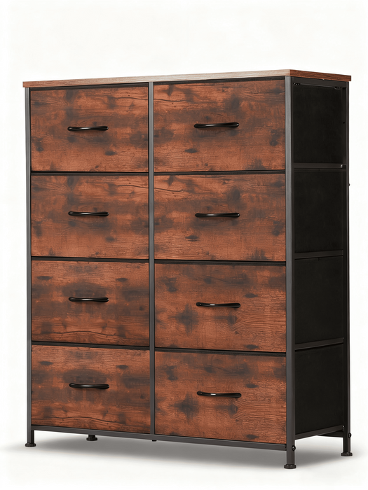 Taoset 8-Drawer Fabric Dresser with Wood Top - Compact Storage Cabinet for Bedroom and Living Room, Brown