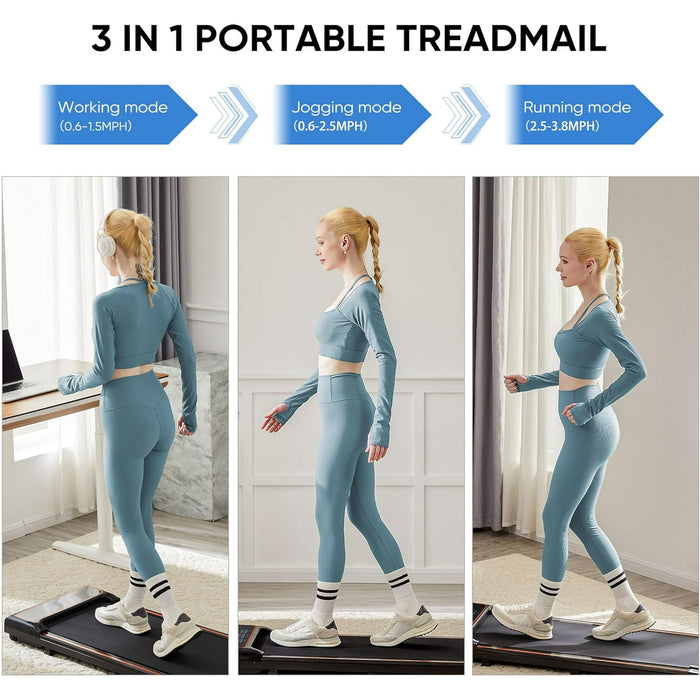 Walking Pad Treadmill 2.5Hp, Ultra-Quiet with Remote Control-Under Desk Treadmill 2 in 1 Walking and Jogging with Remote Control  Display(Black