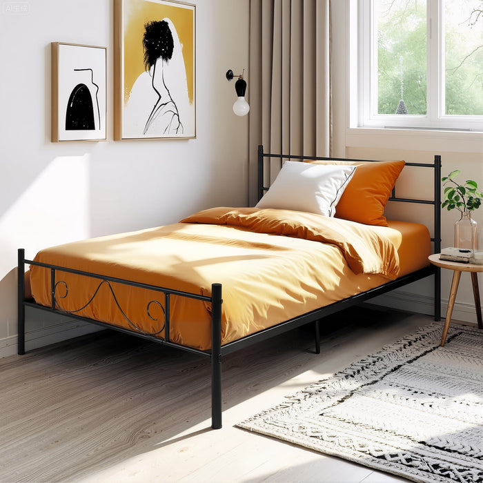 Blorly Twin Bed Frames with Headboard, Upholstered Platform Bed with Wood Slats 800 lbs Support , Noise Free, No Box Spring Needed, Dark Grey