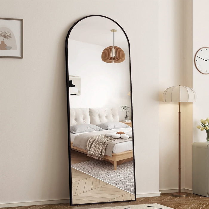 Blorly 56"x21" Arched Full Length Mirror Full Body Mirror Floor Mirror Standing Hanging or Leaning Wall,Black