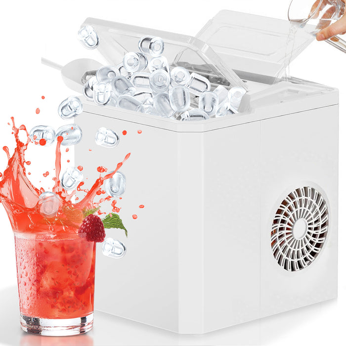 TINKLE WELL Portable Ice Maker, Countertop Self-Cleaning Machine with Ice Scoop & Basket, Ideal for Home, Kitchen, and Parties, Black/White