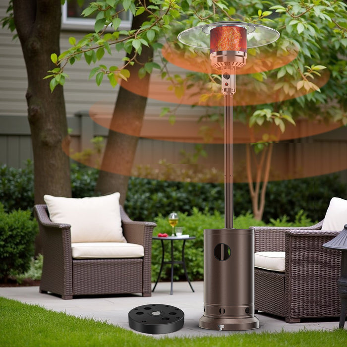 Simenmax Propane Heater, 48,000 BTU Outdoor Heaters for Patio with Auto-off Safety Protection System, Double-Layer Stainless Steel with Wheels for Backyard, Deck, Garden, Porch