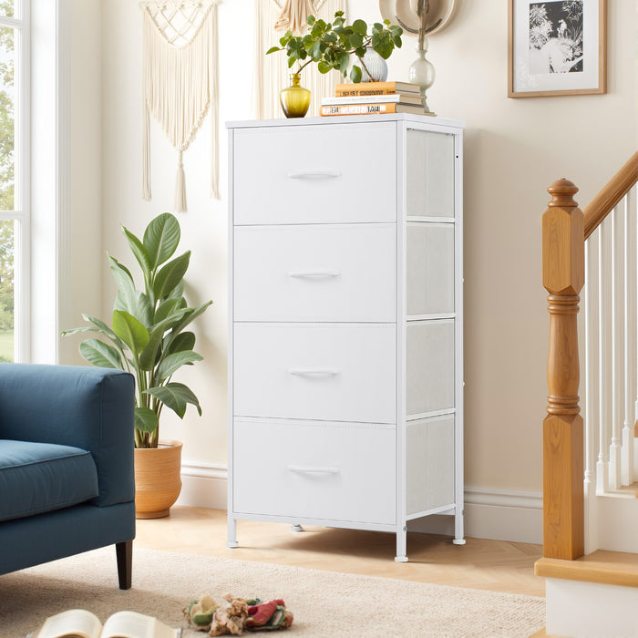 TINKLE WELL Storage Dresser with 4/5 Drawers, Removable Bins, Modern Wide Soft Fabric Chest Organizer for Bedroom, Hallway
