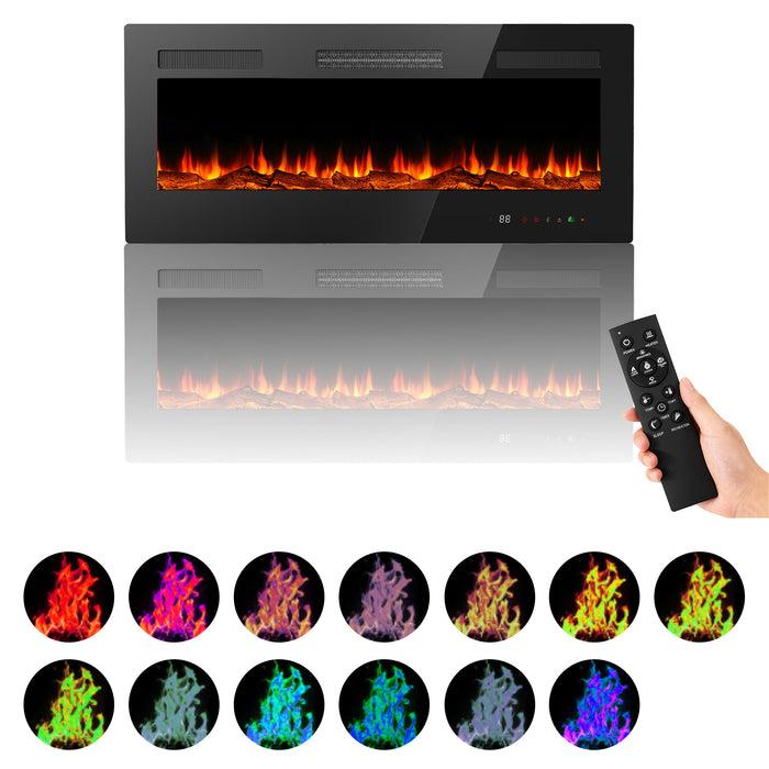 Simenmax 50’’ Electactic Fireplace,1500W Wall Mounted Recessed Electric Fireplace,Touch Screen & Remote Control,Ultra Thin & Low Noise for Living Room, Bedroom, Office