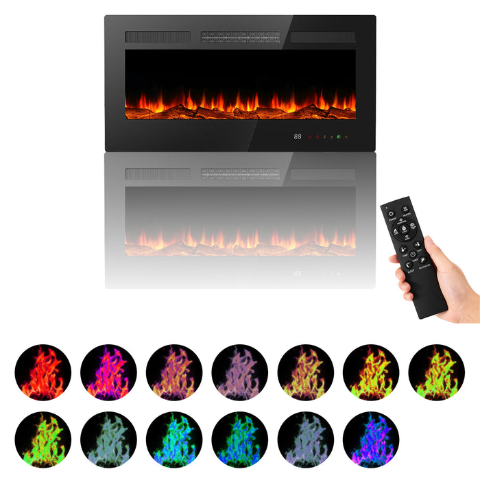 Simenmax 60’’ Electactic Fireplace,1500W Wall Mounted Recessed Electric Fireplace,Touch Screen & Remote Control,Ultra Thin & Low Noise for Living Room, Bedroom, Office