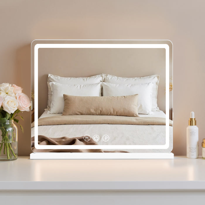 TINKLE WELL LED Vanity Mirror, Dimmable Desktop Makeup Mirror with 3 Light Colors, Touch Sensor