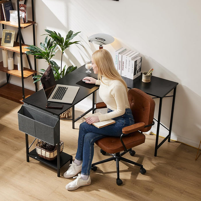 Sybels 50-inch L-Shaped Gaming Computer Desk with CPU Stand & Side Bag, Corner PC Workstation for Home Office, Small Space Saver,Black