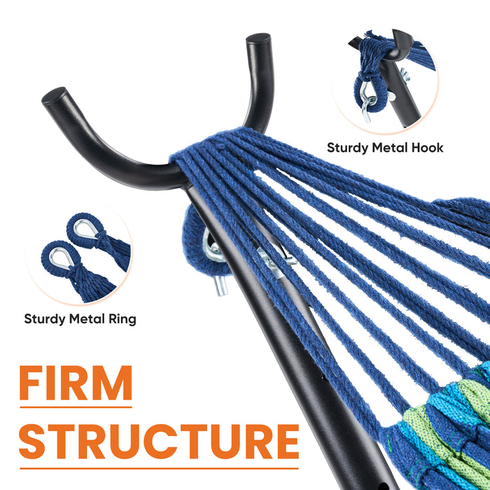 Sybels Hammock, Heavy-Duty for 2-Person with Space-Saving Steel Stand, Portable Carry Bag for Garden, Yard & Outdoors, Blue and Green