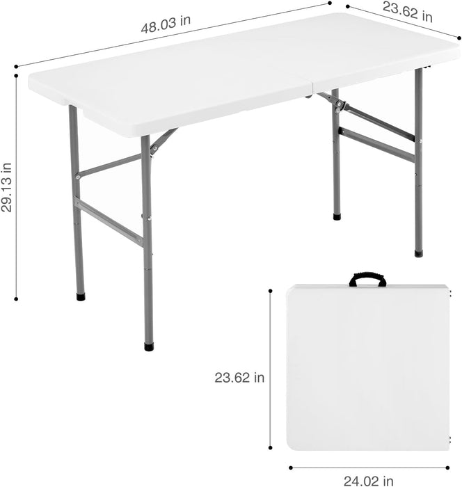 Dozzle 4ft Portable Folding Table for Parties & Camping | Heavy-Duty Indoor Outdoor Desk with Handle
