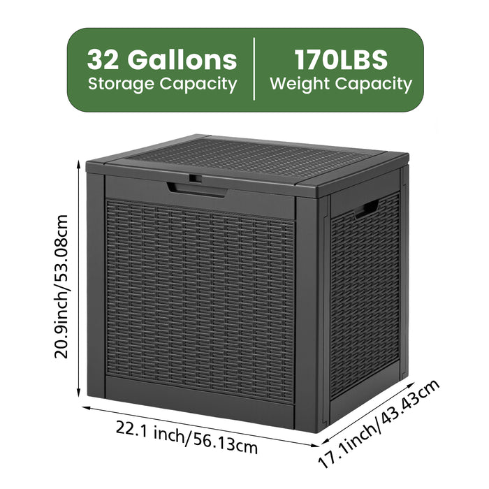Dozzle 31-Gallon Outdoor Resin Storage Deck Box - All-Weather Waterproof Storage with Lockable Lid for Patio, Backyard & Indoor Organization