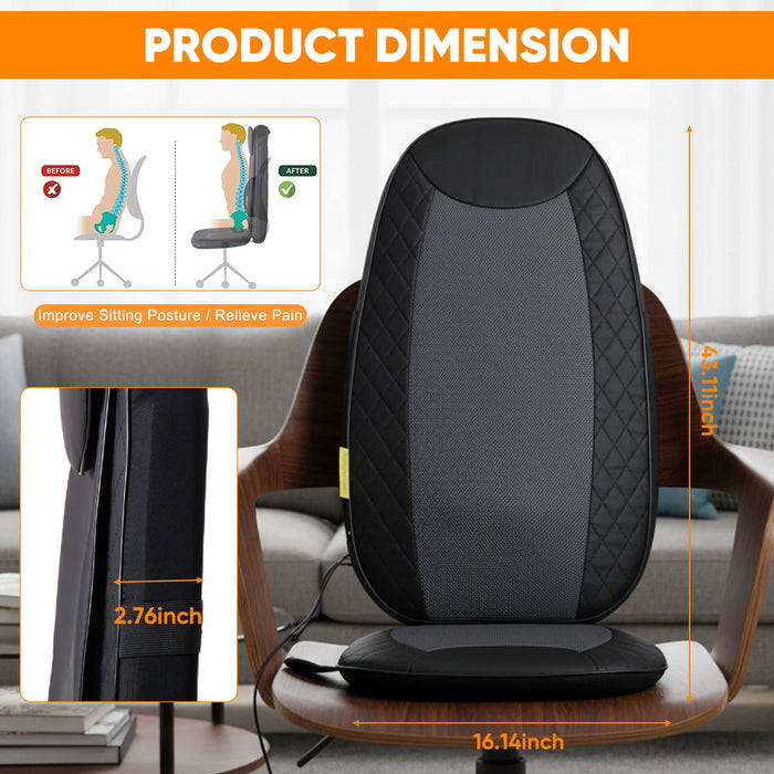 Sybels Chair Massager with Heat - Deep Kneading Shiatsu Massage Pad, Portable Folding Cushion for Office and Home Use.