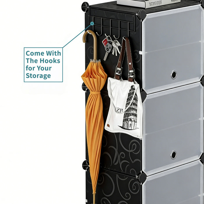 Sybels High-Capacity Shoe Rack (24 Pairs) – 6 Shelves with a Door for Entryway, Closet, Bedroom Storage, Black
