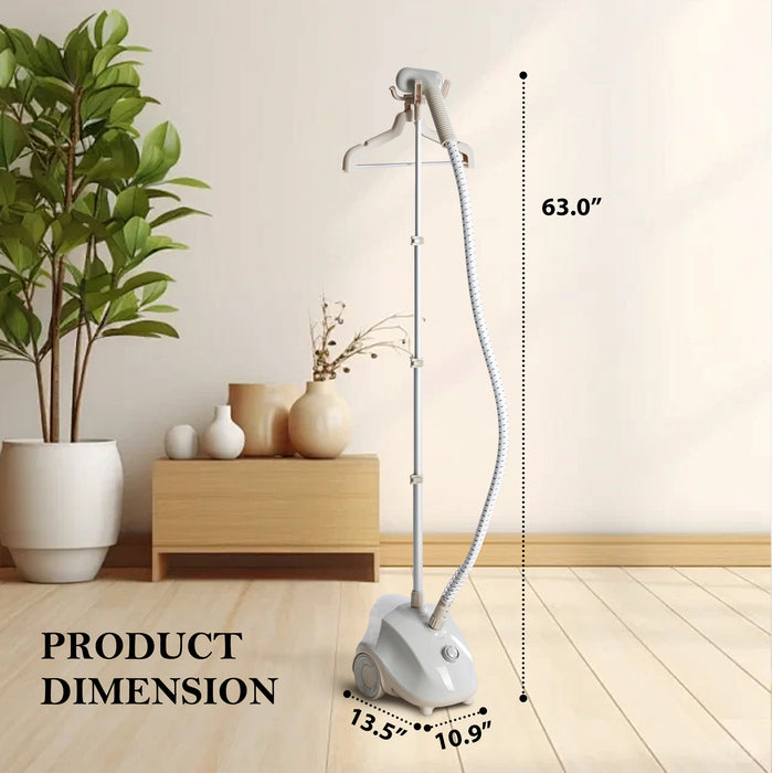 Sybels Standing Garment Steamer – 1500W Strong Power, Wheels for Convenient Mobility, 1.7L Tank Supports 55 Mins Non-Stop Steaming, Professional 45-Second Fast Heat Wrinkle Eraser, Light Grey