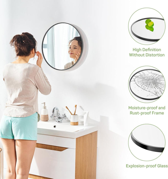 Sybels 30" Black Round Wall Mirror - Perfect for Bathroom Vanity, Living Room, Entryway