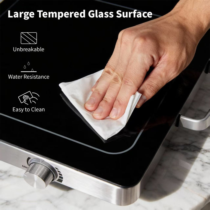 Sybels Electric Warming Tray, Glass Surface Food Warmer with Precise Temperature Control, Effortlessly Clean Buffet Server for Events, Parties, and Gatherings, Hot Serving Dish, Black