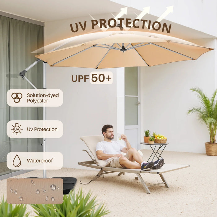 10FT Offset Patio Umbrella, Hanging Cantilever Outdoor Sun Shade with UV Protection for Backyard, Lawn, Garden and Pool
