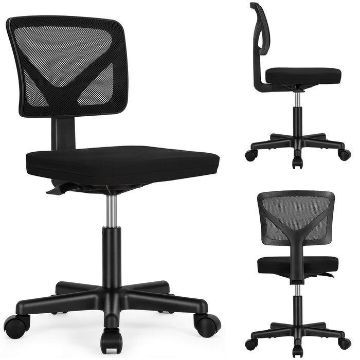 Sybels Adjustable Mesh Office Chair - Padded Seat, Low Back Support, 360° Swivel & Smooth Rolling Casters, Black