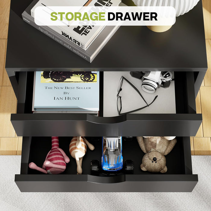 Sybels 5-Drawer Rolling Storage Cart, Mobile File Cabinet & Organizer Dresser with Wheels for Home Office, Wood Chest, Black
