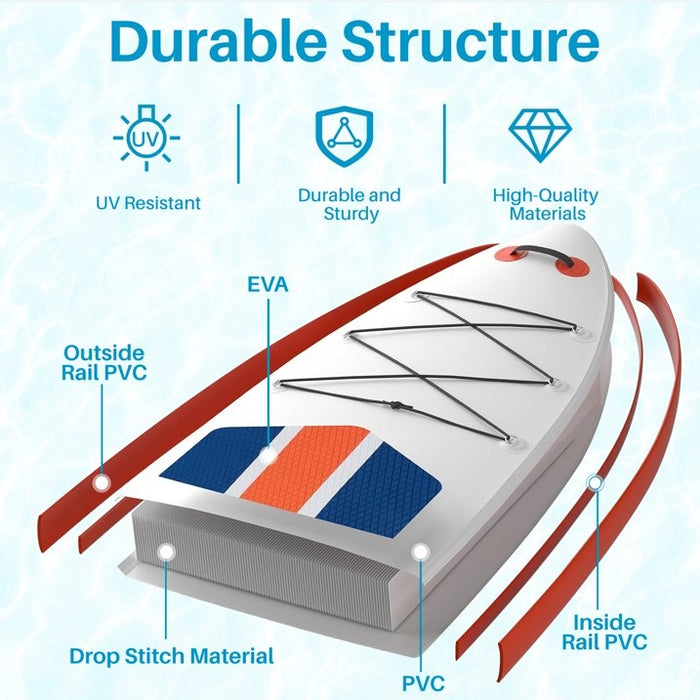 Sybels Complete Inflatable Stand Up Paddle Board Kit, Wide & Stable Design, Anti-Slip Deck, Adjustable Paddle, Ideal for Beginners to Advanced, Orange