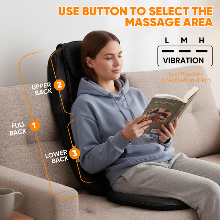 Sybels Chair Massager with Heat - Deep Kneading Shiatsu Massage Pad, Portable Folding Cushion for Office and Home Use.