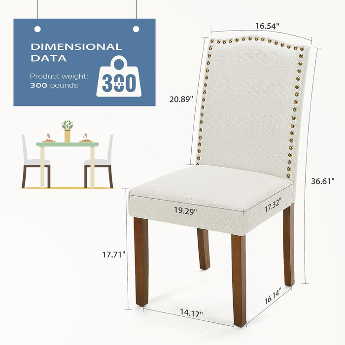 Sybels Set of 2 Modern Dining Chairs with Padded Leather Seat and Wooden Legs for Living Room, Dining Room, Beige