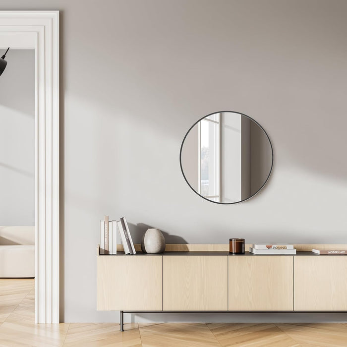 Sybels 30" Black Round Wall Mirror - Perfect for Bathroom Vanity, Living Room, Entryway