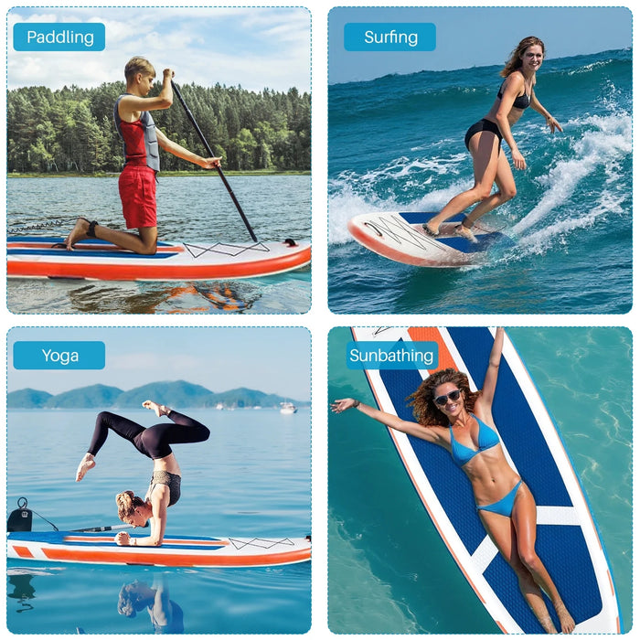 Sybels Complete Inflatable Stand Up Paddle Board Kit, Wide & Stable Design, Anti-Slip Deck, Adjustable Paddle, Ideal for Beginners to Advanced, Orange
