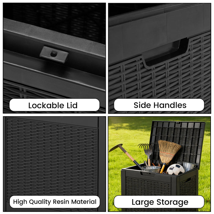 Dozzle 31-Gallon Outdoor Resin Storage Deck Box - All-Weather Waterproof Storage with Lockable Lid for Patio, Backyard & Indoor Organization