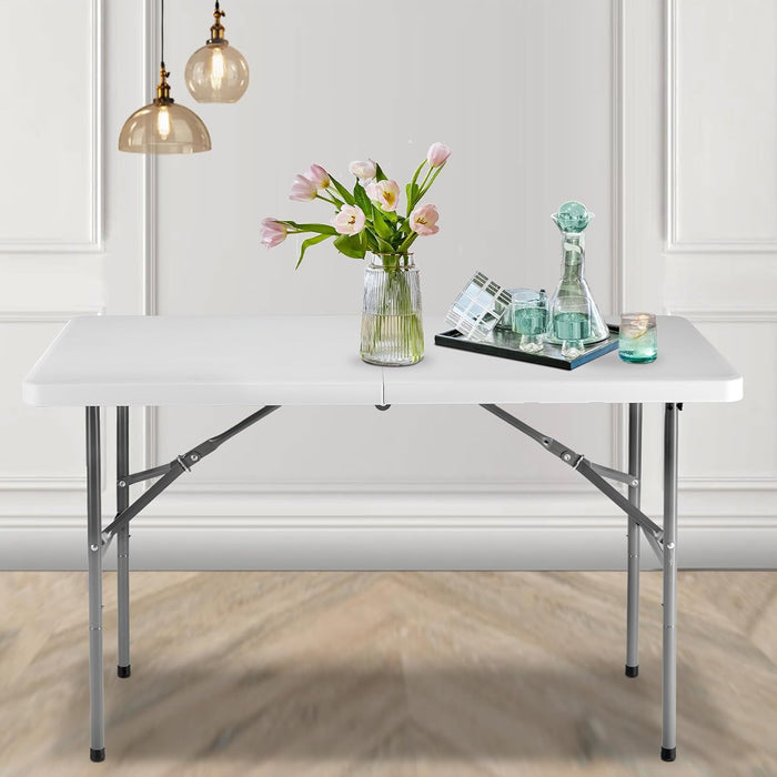 Dozzle 4ft Portable Folding Table for Parties & Camping | Heavy-Duty Indoor Outdoor Desk with Handle