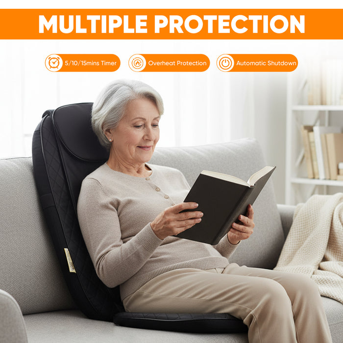 Sybels Chair Massager with Heat - Deep Kneading Shiatsu Massage Pad, Portable Folding Cushion for Office and Home Use.