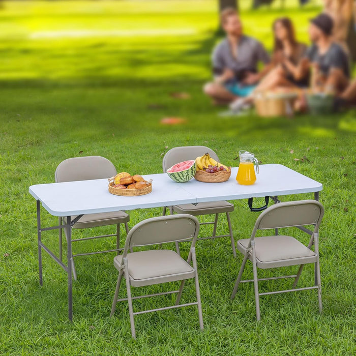 Dozzle 4ft Portable Folding Table for Parties & Camping | Heavy-Duty Indoor Outdoor Desk with Handle