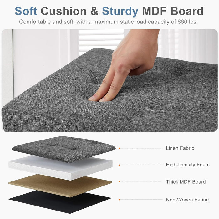 【Foldable Design】Sybels 30 in Storage Ottoman Bench, Padded Seat Foot Rest Stool, End of Bed Storage Chest for Bedroom & Living Room, 660lbs Capacity, Gray