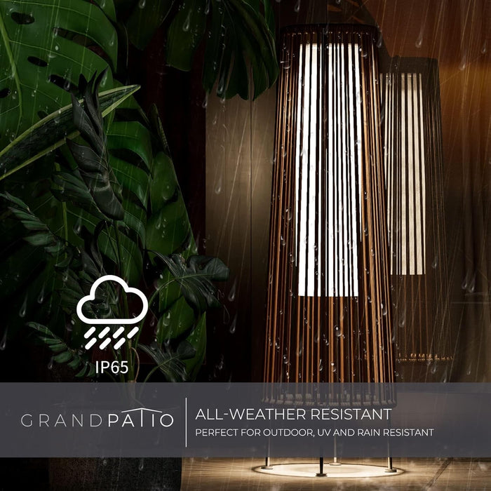 Dozzle 2-Pack Outdoor Solar Floor Lamp, Wicker Design Waterproof Deck Light for Patio, Yard and Garden, Dark Brown
