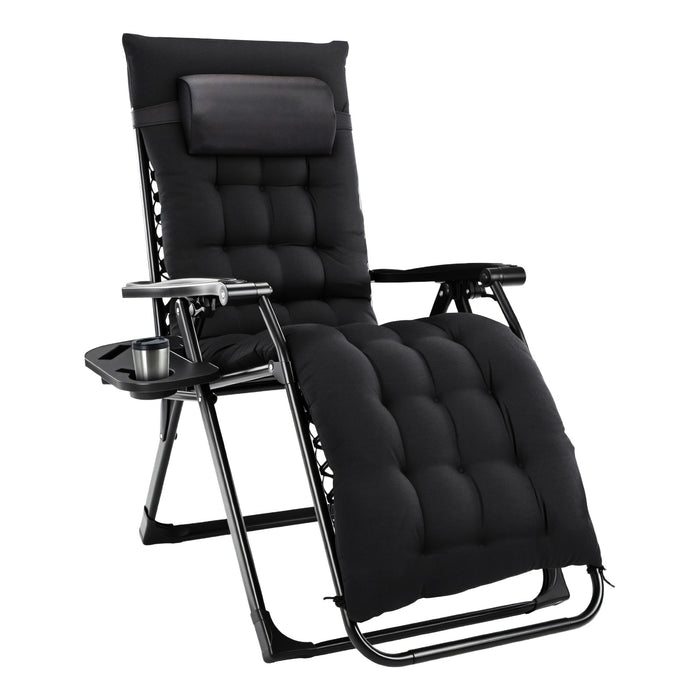 Dozzle Zero Gravity Heavy-Duty Recliner Chair with Enhanced Padded Cushion & Detachable Cup Holder, Foldable Reclining Lounge Chair for Patio, Indoor, Camping, and Beach