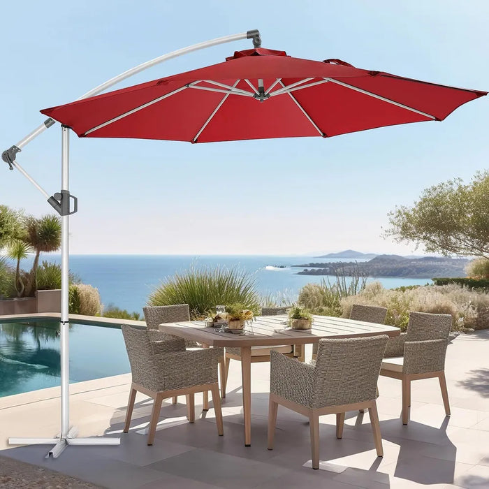 Sybels 10ft Offset Hanging Patio Umbrella, Cantilever Design with Tilt & Crank for Poolside