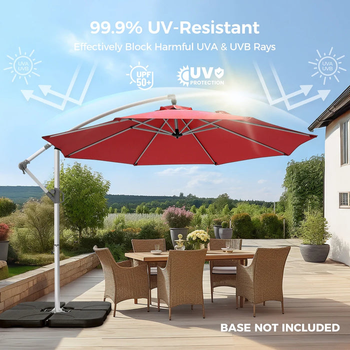 Sybels 10ft Offset Hanging Patio Umbrella, Cantilever Design with Tilt & Crank for Poolside