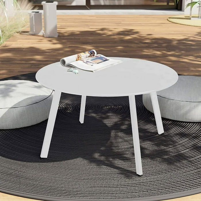 Patio Coffee Table, Round Patio Side Table, Coffee Table, Modern, Stylish, Living Room, Outdoor, Home Decor, Versatile, White