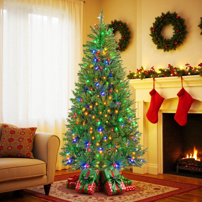 Nextay 4.5ft Pre-lit Artificial Christmas Tree with Warm White LED Lights, Hinged Spruce for Home Office Holiday Decor