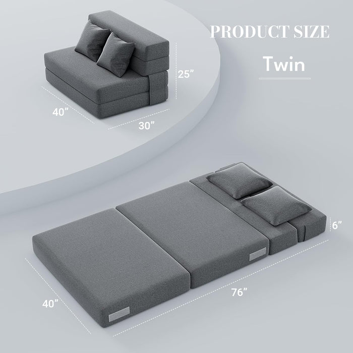 6'' Folding Sofa Bed with 2*Pillow, Convertible Makeshift bed, Futon SofaBed Couch,
