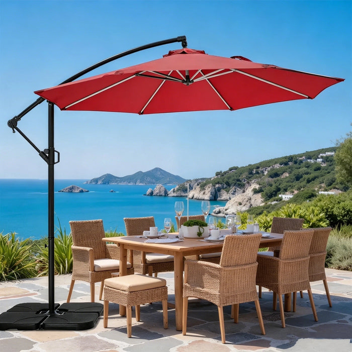 9.8FT Offset Patio Umbrella, Hanging Cantilever Outdoor Sun Shade with UV Protection for Backyard, Lawn, Garden and Pool