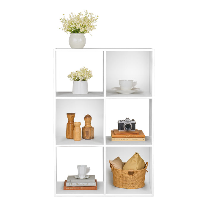 Simenmax 6 Cube Storage Organizer, Bookshelf with 3 Removable Back Panels for Living Room, Bedroom, Home Office, White