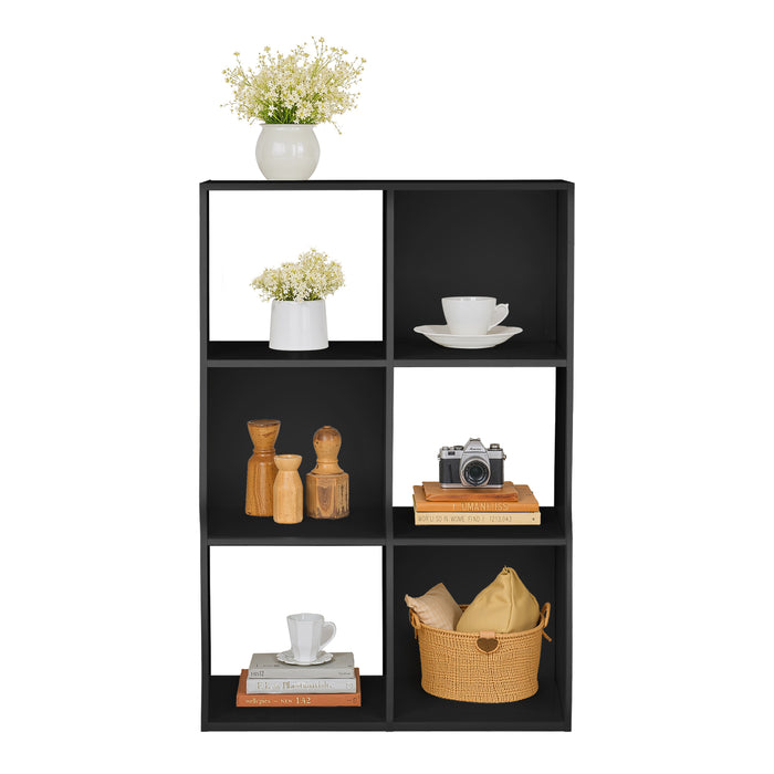 Simenmax 6 Cube Storage Organizer, Bookshelf with 3 Removable Back Panels for Living Room, Bedroom, Home Office, Black