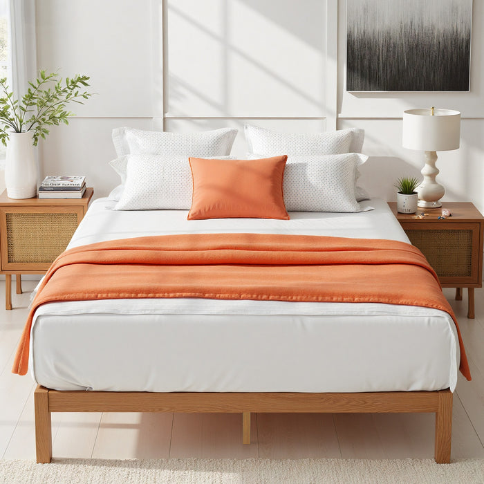 Sybels Wood Bed Frame, Natural Pine Platform with Slat Support, No Box Spring Required