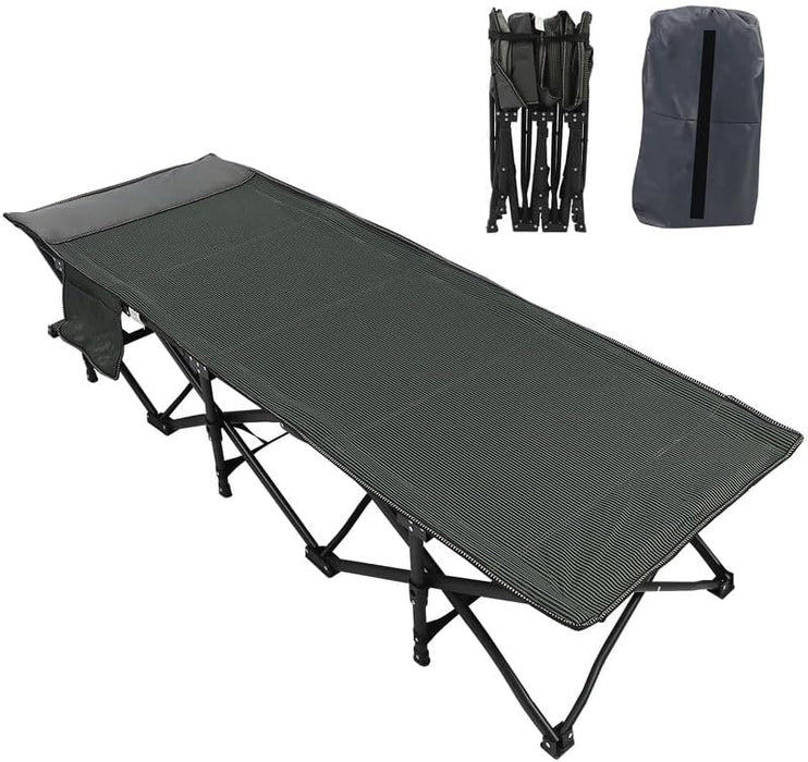 TINKLE WELL Folding Camping Cot, 75" Heavy Duty Bed for Adult, 1200D Oxford Fabric & Steel Frame, Supports 500lbs, Compact Portable Carry