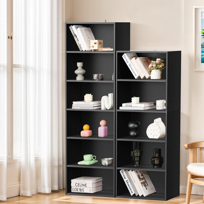 5~6 Tier Bookcase,Tall Bookshelf Storage Wall Shelf Organizer Display StandBook Shelf, Corner Storage Organizer, Retro Brown