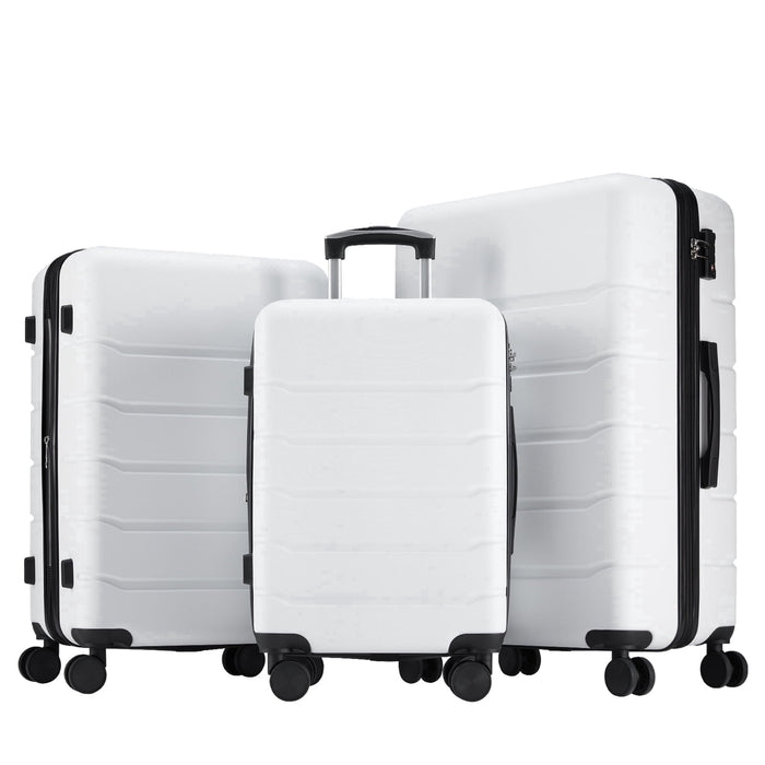 Taoset 20" + 24" + 28"Inch Expandable Hard Shell  Luggage Set, ABS Suitcase with Dual Spinner Wheels, TSA Locks, 3-Piece Spinner Suitcase Set, White