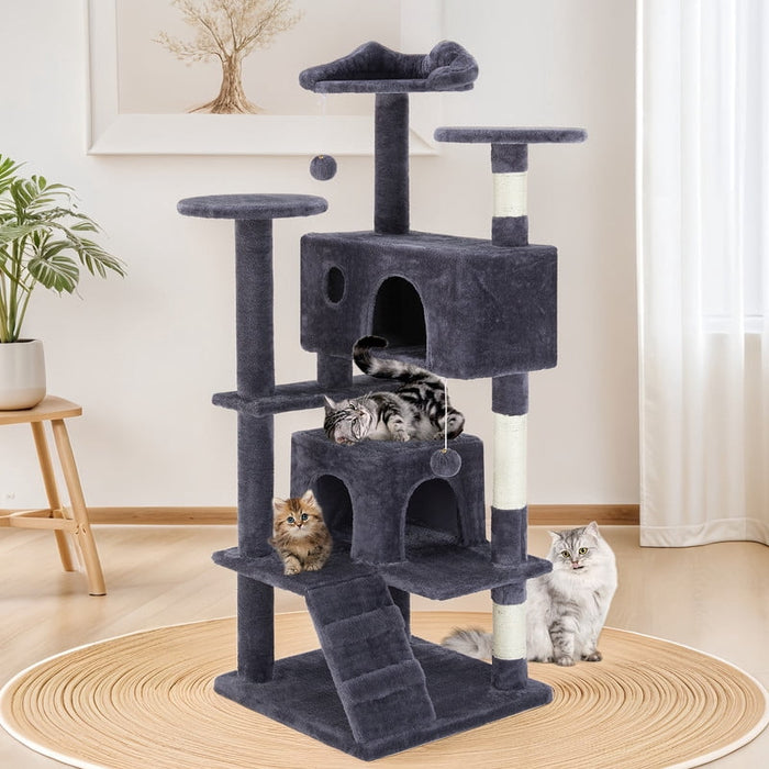 Bigleap 54" Multi-Level Cat Tree Tower for Indoor Cats,Gray with Scratching Posts & Condo