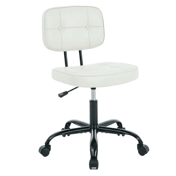 Nextay Armless Office Chair â€?Ergonomic PU Leather Drafting Chair, Height Adjustable Swivel Rolling Task Chair for Vanity, Bedroom, Study, Living Room, Beige