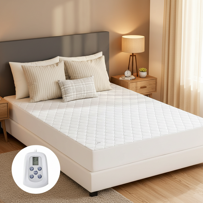 Beddle Heated Mattress Pad, Quilted Electric Bed Warmer, 12 Heat Settings, 10-Hour Auto Shut-Off, Machine Washable, ETL Certified