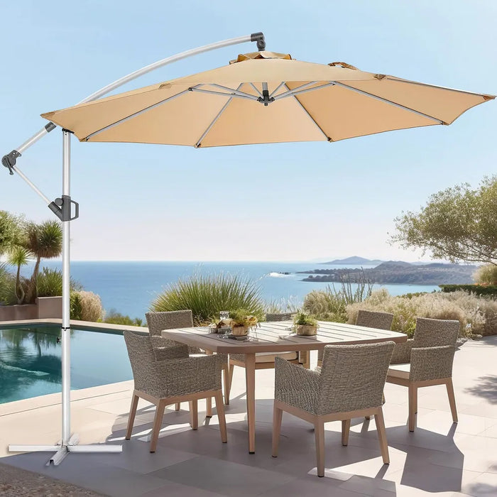 Sybels 10ft Offset Hanging Patio Umbrella, Cantilever Design with Tilt & Crank for Poolside
